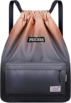 PeiceesPeicees Waterproof Drawstring Sport Bag Lightweight Sackpack Backpack for Men and Women
