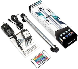 GreenSun Submersible LED Aquarium Light, Multi-Color Waterproof RGB Fish Tank Light Underwater Crystal Glass Lights Suitable for Saltwater and Freshwater-22.8 inch(58 cm) [Energy Class A+]