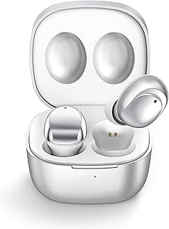 ELOVEN Wireless Earbuds Deep Bass Stereo Sound Bluetooth Earbuds 120H True Wireless Headphones with Ear Caps (S/M/L) for Samsung S26/S25/S24/S23/S22 Ultra Z Flip 5/4/3/Fold 5/4 iPhone 16/15/14 Silver