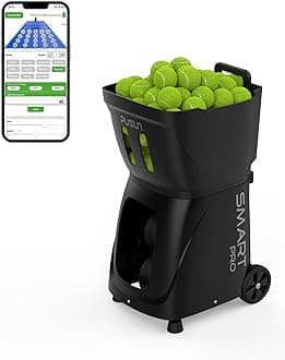 PT-Smart Pro Tennis Ball Machine, Internal Oscillation Ball Launcher with App for Apple Watch Control, 110+ Ball Capacity, 20 Landing Points, Up to 75 MPH, Portable Trainer for All Levels