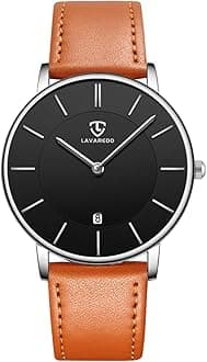 Watch, Mens Watch, Minimalist Fashion Simple Wrist Watch Analog Date with Leather Strap