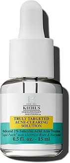 Kiehl's Truly Targeted Acne-Clearing Pimple Patch with 2% Salicylic Acid, Invisible Liquid Spot Treatment, 4% Niacinamide Fades Post-Acne Marks, 0.2% Licorice Root Soothes Redness - 0.5 fl oz
