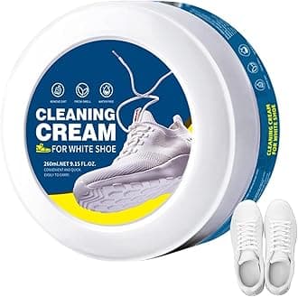 JICOOT White Shoe Cleaning Cream, Practical Shoe Cleaning Kit - Shoe Cream with Sponge, Shoes Whitening Cleansing, Stain Remover Cleansing Cream for Shoe, Sneaker, No-Wash, for Leather Shoes, WHITE,
