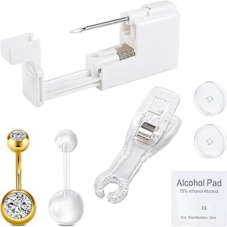 QWALIT Belly Button Piercing Kit - Gold Belly Piercing Gun