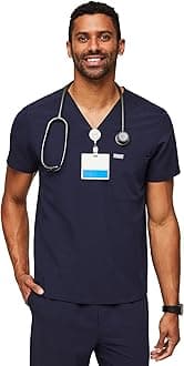 FIGS Chisec Scrub Top for Men – 3 Pockets, Tailored Fit, Squared V-Neck, 4-Way Stretch, Moisture-Wicking
