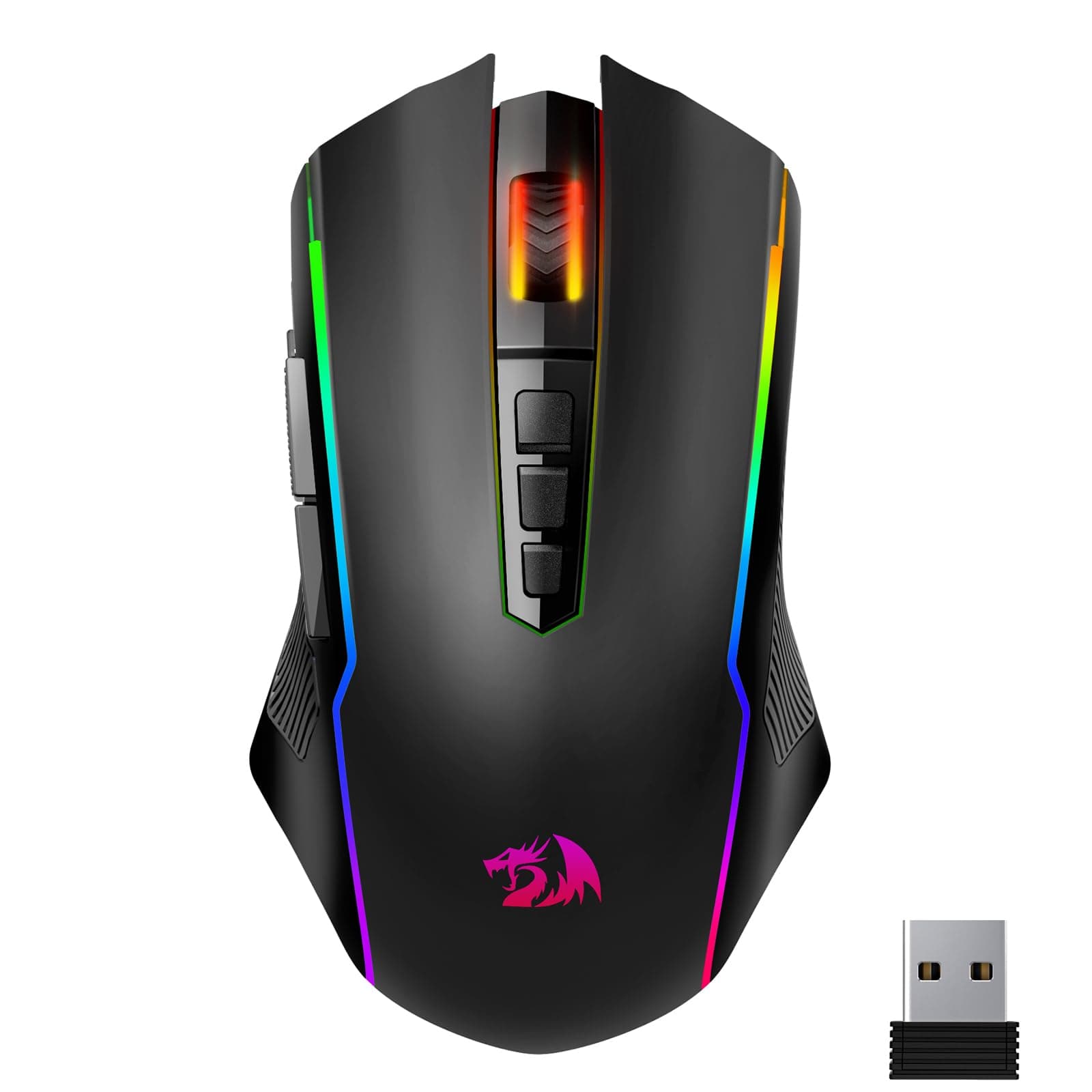 Redragon Wireless Gaming Mouse, Tri-Mode 2.4G/USB-C/Bluetooth Mouse Gaming, 12000 DPI, RGB Backlit, Fully Programmable, Rechargeable Wireless Computer Mouse for Laptop PC Mac, Black