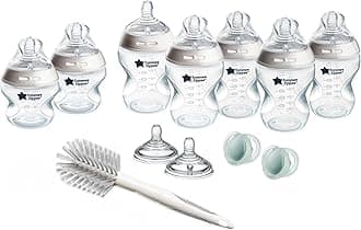 Natural Start Newborn Starter Set, 260 ml and 150ml Anti-Colic Baby Bottles, Medium-Flow, Breast-Like Teats for a Natural Latch, Self-Sterilising, Large