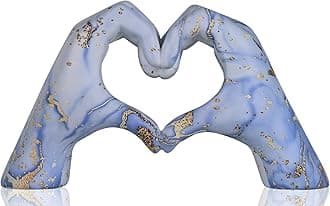 Starry hand heart decoration, heart hand statue, love finger sculpture wedding decoration, suitable for bookshelf coffee table office bedroom TV cabinet bookshelf small ornaments home decoration.