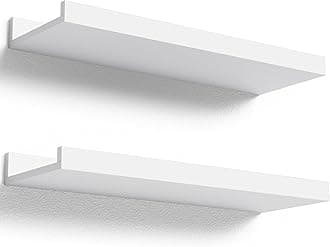 Boswillon Floating Shelves Wall Mounted Set of 2, Modern White Shelves for Bedroom, Nursery Shelves with Lip, Display Picture Ledge Shelf for Wall Decor Living Room Bathroom Kitchen - White