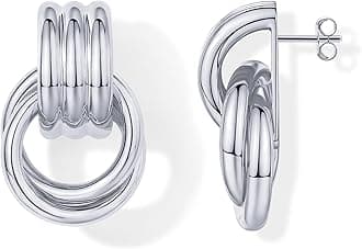 PAVOI 14K Gold Plated Door Knocker Statement Earrings for Women - Chunky Gold Earrings for Women - Trendy Mixed Metals Bold Knot Drop Dangle Jewelry