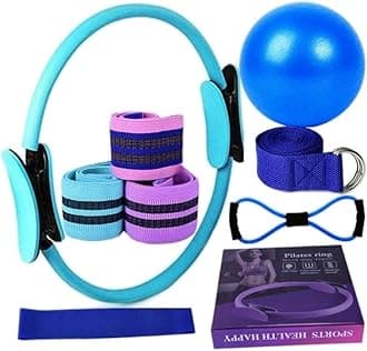 Pilates Essentials Kit for Women, 2025 New Better Me Pilates Kit, Pilates Rings Booty Bands, 11 Yoga Sets for Women, Hip Exercise Band Yoga Ball 25cm Figure 8 Resistance Band for Women (Blue)