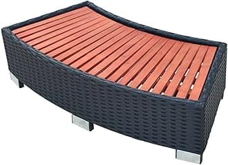 Spa Step Poly Rattan, Hot Tub Step with Hardwood Top, 36.2"x17.7"x9.8"/Black -AA