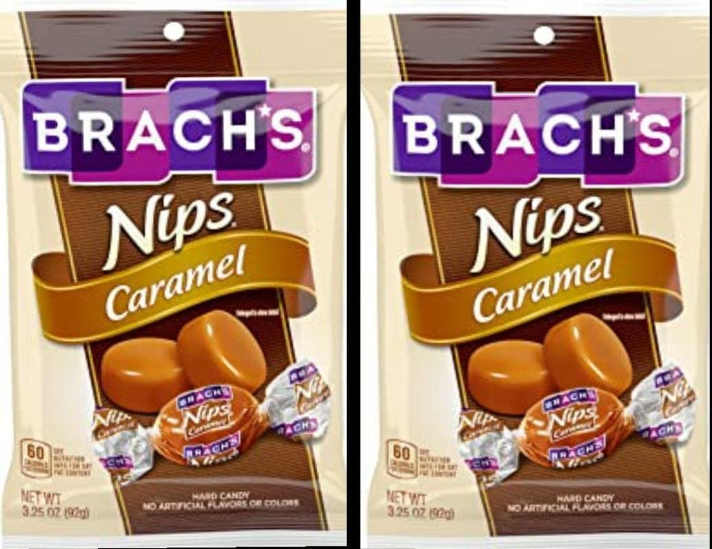 Nips Caramel Flavor 3.25Oz 2-Pack Individually Packaged Candy Gluten Free Bag