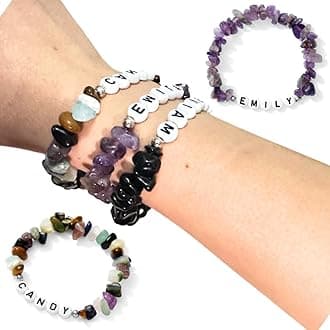 Personalized Handmade Crystal Bead Bracelet | Stretch | Custom Name, Size, Style, and Color | Unisex for Couples, Friends, Family | Adults & Kids | Anniversary, Birthday, Graduation