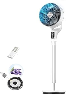 20dB Silent Standing Fan for Bedroom, 42" Pedestal Fans with Remote, 90° Oscillating, 90° Manual Vertical Cooling Fan, 8 Speeds, Adjustable Height, 8H Timer, Child Lock, LED Display,[Upgraded]