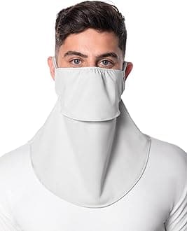 Coolibar UV Face Mask with Neck Coverage - UPF 50+ Sun Protection - Vermilion in Sleek Grey