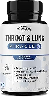 - Real Science Throat & Lung Detox Capsules to Clear Mucus, Sore Throat & Support Breathing – Lung Support Supplement with Vinitrox, GABA, Vitamin C & D for Long-Term Cough & Respiratory Relief, 60 Caps