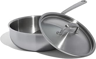 Cookware | 3 Quart Stainless Steel Saucier Pan | 5 Ply Stainless Clad | Professional Cookware | Crafted in Italy | Induction Compatible