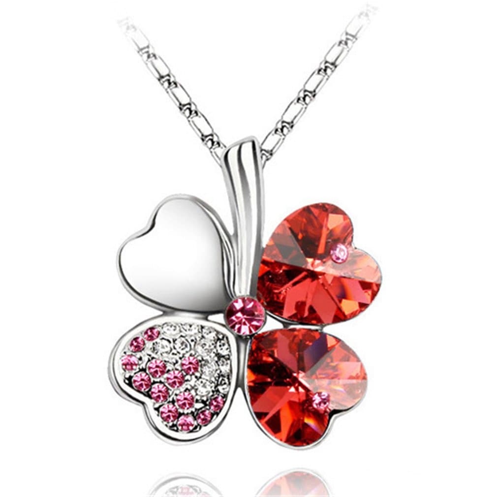 Four Leaf Clover Austrian Crystal Pendant Necklace
