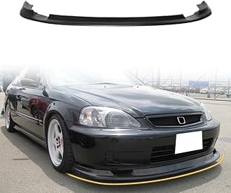 Front Bumper Lip Spoiler Compatible with 1999-2000 Honda Civic, PU Unpainted Black FM Style Add-on Front Splitter Air Dam Chin Protector