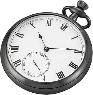 AlwesamResistance Full Steel Pocket Watch Mechanical Hand Wind Antique Clock Honed Stainless Original with Chain & Box