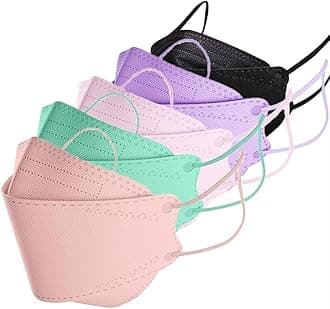 Rmaytiked 50Pcs 4-Ply Multicolored KF94 Face Masks 3D Mouth Shields Filter Blush Mint Pink Light purple Black
