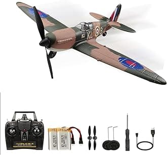 RC Plane Spitfire Fighter 2.4Ghz 4CH Remote Control Aircraft Ready to Fly for Adults Kids Airplane Radio Controlled Plane with Xpilot Stabilization System 761-12