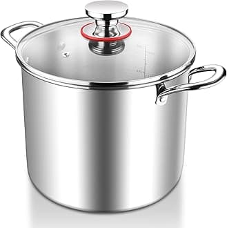 Large Stock Pot, 10L Tri-Ply Stainless Steel Soup Pot with Visible Lid for Pasta/Meat/Soup Metal Cooking Induction Pot, Suit for All Kitchen Stove Top, Healthy & Non Toxic, Dishwasher Safe