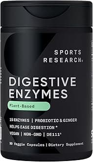 Digestive Enzymes with Probiotics & Ginger - Plant Based for Dairy, Protein, Sugar & Carbs - Non-GMO Verified & Vegan Friendly (90 Veggie Capsules)