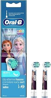Oral B ORIGINAL Kids Rechargeable Electric Toothbrush Soft Replacement Brush Heads [10X POWERFUL THAN COMPATIBLE PRODUCTS], Frozen Characters, 2 Refills, Deep clean between teeth