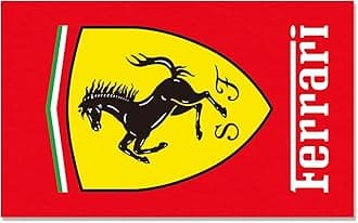 Racing Car Decor Flag for Ferrari Banner 3 ft x 5 ft Polyester with 2 Brass Grommets Vivid Color HD Printing Exhibition, Racing, Car Fans, Porch, Garage Decoration (Red)
