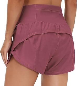 THE GYM PEOPLEWomens High Waisted Running Shorts Quick Dry Athletic Workout Shorts with Mesh Liner Zipper Pockets