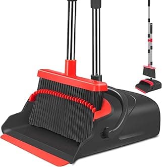 Black and Red Broom and Dustpan Set