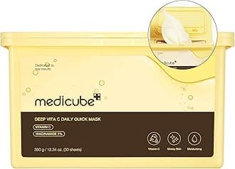MEDICUBE Vitamin C Face Masks with Niacinamide 2% Moisturizing for Even Tone Daily Use 1 Sheet Per Day 30 Pack (350g)
