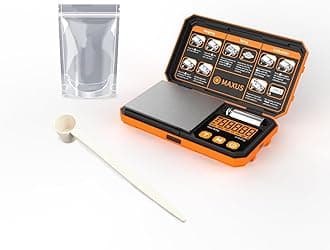 MAXUS 500g x 0.01g Digital Gram Scale with USB and Battery Power, Precision Pocket Scale with 50g Calibration Weight and Self-Sealing Cellophane Bags
