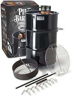 - Pit Barrel Cooker Classic Package - 18.5 Inch Drum Smoker | Porcelain Coated Steel BBQ Grill | Includes 8 Hooks, 2 Hanging Rods, Grill Grate and More