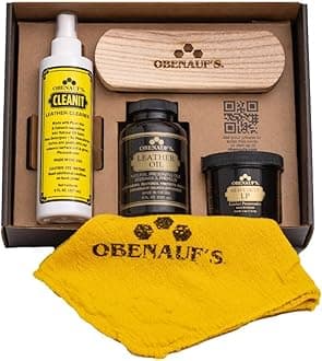 Leather Care Essentials Kit - 4oz Heavy Duty Leather Preservative - 8oz Leather Oil Leather Conditioner - 8oz Cleanit Leather Cleaner - Horsehair Brush - Cleaning Cloth