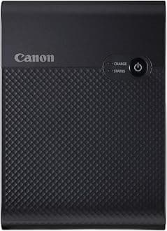 SELPHY Square QX10 Portable Photo Printer, Wi-Fi Connectivity, USB Charging, Dye Sublimation Printing, 100 Year Print Life, Square Photo Paper, SELPHY Photo Layout App INTL Model (Black)