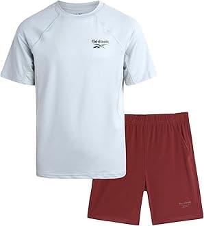 Reebok Boys' Athletic Shorts Set - 2 Piece Performance T-Shirt and Matching Basketball Running Shorts for Boys (Sizes:8-12)