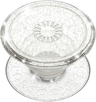 PopSockets Translucent Phone Grip with Expanding Kickstand, PopSockets for Phone, Adhesive Grip, Translucent PopGrip - Clear Glitter Silver