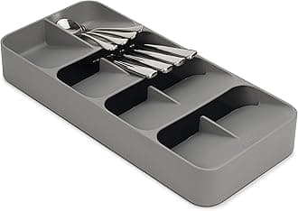 Joseph Joseph DrawerStore Compact Utensil Organizer For Kitchen Drawer Silverware, Flatware Tray, Grey