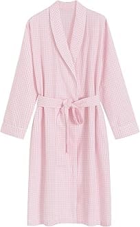 Women's Seersucker Robe Cotton Bathrobe with Pockets