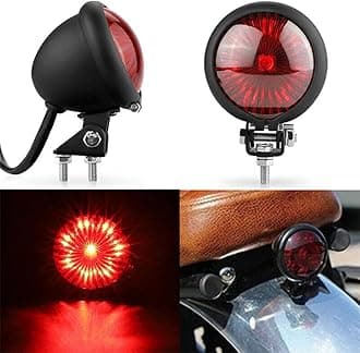 Motorcycle Tail Light LED Retro Red Brake Light Rear Brake Tail Light for ATV Cafe Racer Bobber Chopper cruiser Stop Light (Black Red)
