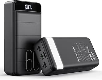 Portable Charger 60000mAh Power Bank - 22.5W Fast Charging Battery Pack USB C with 4 Outputs & 3 Inputs LED Display, Huge Capacity External Cell Phone Charger for iPhone, Samsung Galaxy, iPad etc