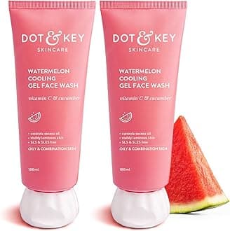 Watermelon Super Glow Gel Face Wash with Vitamin C & Cucumber Face Wash for Glowing Skin, Pigmentation and Dark Spot Reduction Normal, Combination & Oily Skin (200ml) Pack of 2