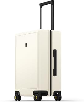 LEVEL8 Luminous Luggage, Cream White, Carry-On 20 Inch, Casual