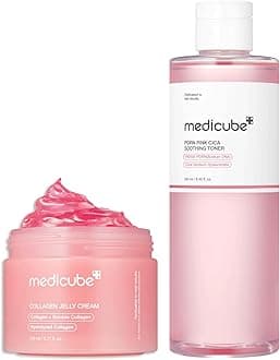 medicube Pink Glow Home Care Duo: PDRN Pink Peptide Toner and Collagen Jelly Cream (110ml)
