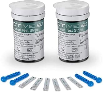 Diabetes Test Strips Blood Glucose Test Strips x 50 and Diabetes Lancets x 50,Blood Suger Test Strips for UK Diabetics - in mmol/L (Compatible with Exactive EQ Impulse)