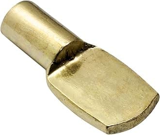 100 Pack Rok Hardware Heavy Duty 1/4" (6.35mm) Shelf Pin Spoon Shaped Cabinet Support Pegs Holder, Metal, Brass Finish - ROKSP14B