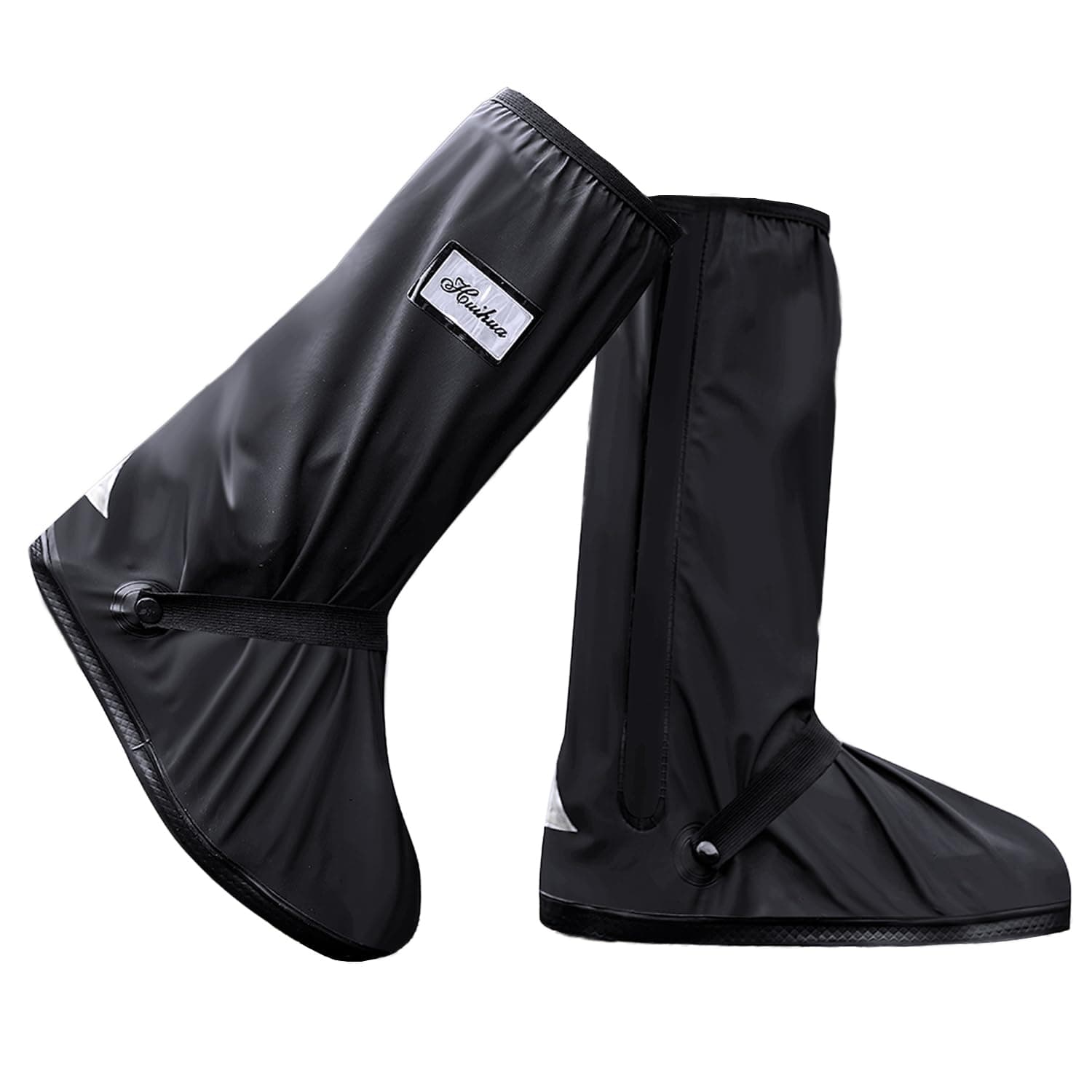 Black Waterproof Rain Boot Shoe Cover with Reflector (1 Pair)